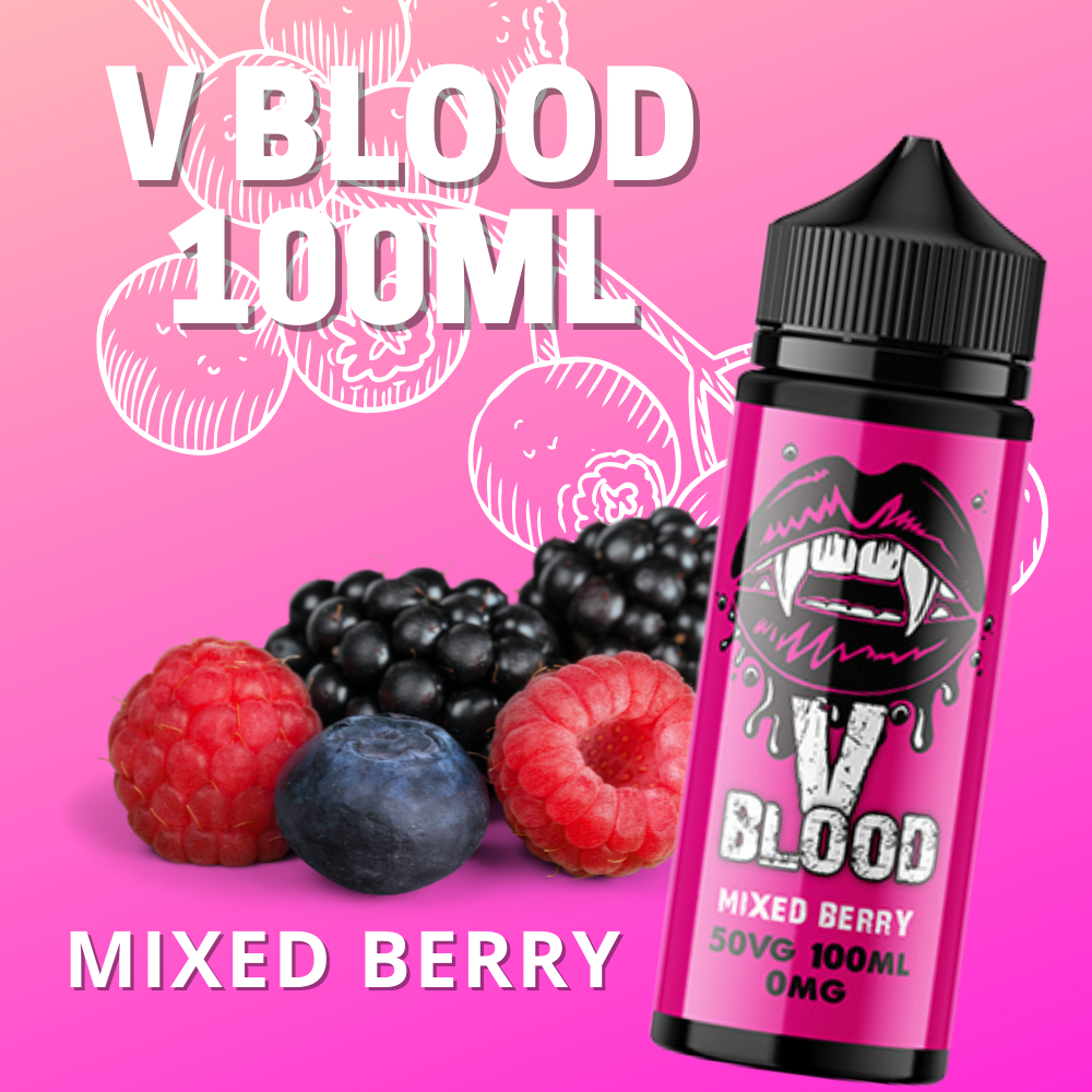 V Blood E-Liquid Mixed Berry 100ml 50vg 0mg short-fill