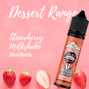 V Blood Dessert E-Liquid Strawberry Milkshake 50ml 50vg 0mg Short-fill